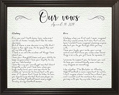Personalized Wedding Vows Print, Framed