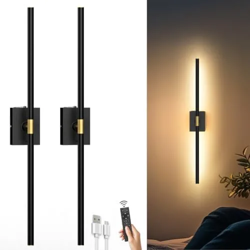 Plug-In LED Wall Sconces, Set of 2