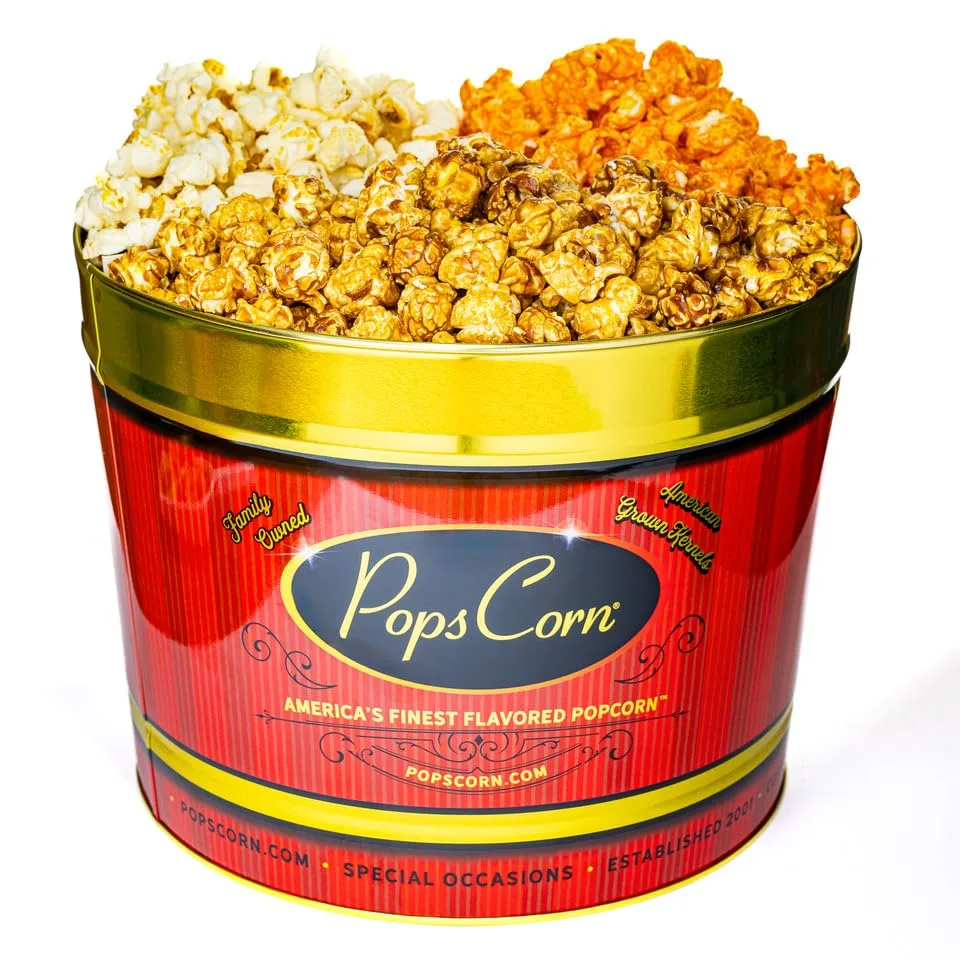 Pops Corn Three-Flavor Popcorn Tin