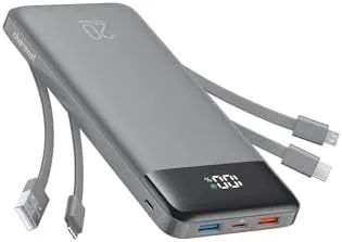 Portable Power Bank with Built-In Cables