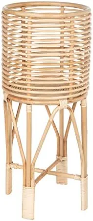 Rattan Planter with Wood Legs