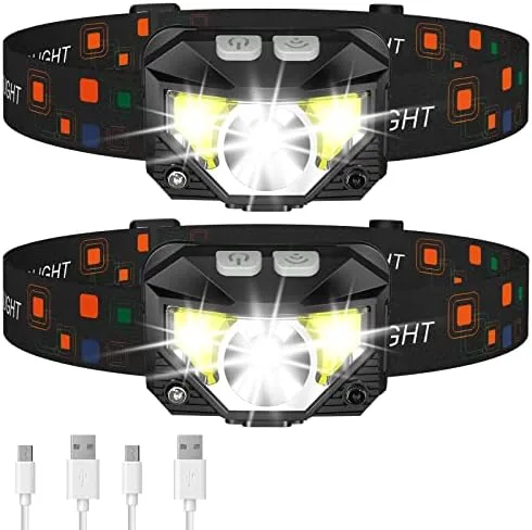 Rechargeable LED Headlamp, 2-Pack