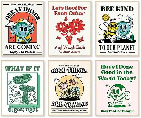 Retro Motivational Poster Set, 6-Piece