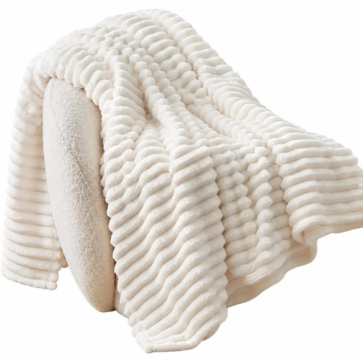 Ribbed Faux Fur Throw Blanket