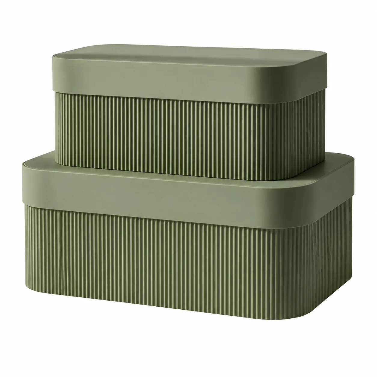 Ribbed Lidded Storage Box Set