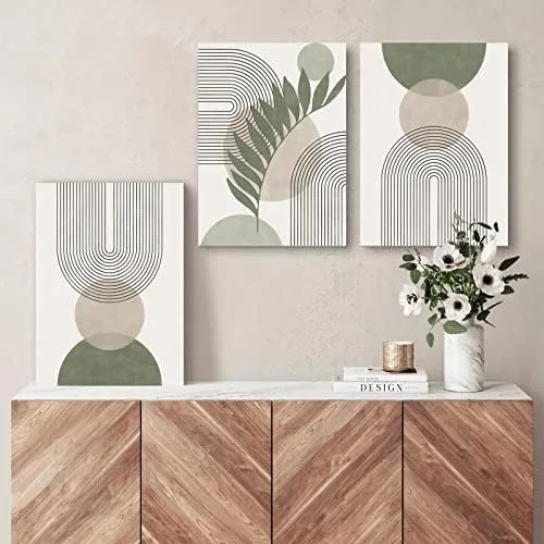 Sage Green Boho Arch Print Set, 3-Piece