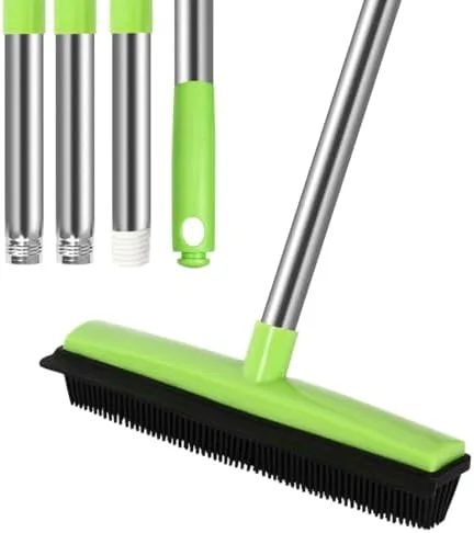 Pull Pet Hair Out of Carpet With a Rubber Broom Instead of Pushing It Around