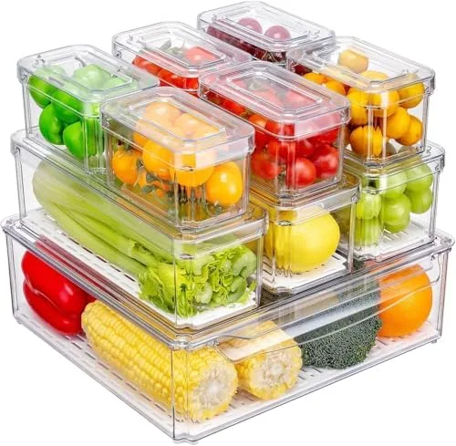 Stackable Fridge Organizer Bins, 10-Piece