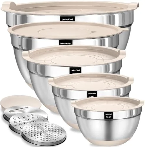 Stainless Steel Mixing Bowls with Lids, Set