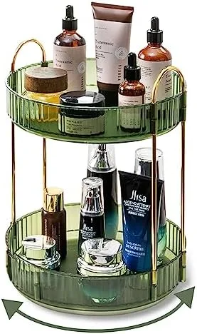 Spin Bathroom Small Items Into View on a Rotating Tray, Not Buried in a Drawer