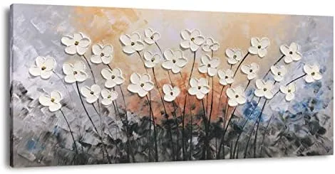 3D Textured Floral Palette Knife Canvas, Extra Large