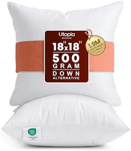 Utopia Bedding Throw Pillow Inserts (18x18, Set of 2)