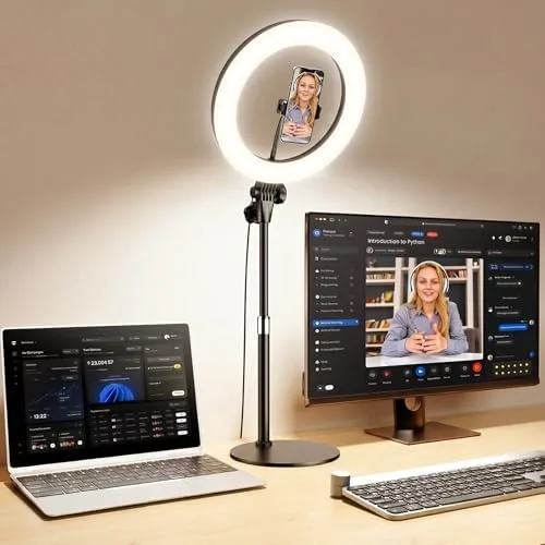 Video Call Tablet Stand with Ring Light