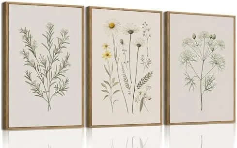 Vintage Wildflower Botanical Print Set, 3-Piece
