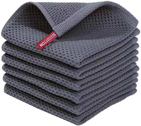 Waffle Weave Kitchen Towels, Set of 6