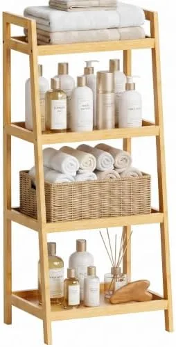 Give a Ladder Shelf a Wider Base So It Won't Wobble Against the Tank