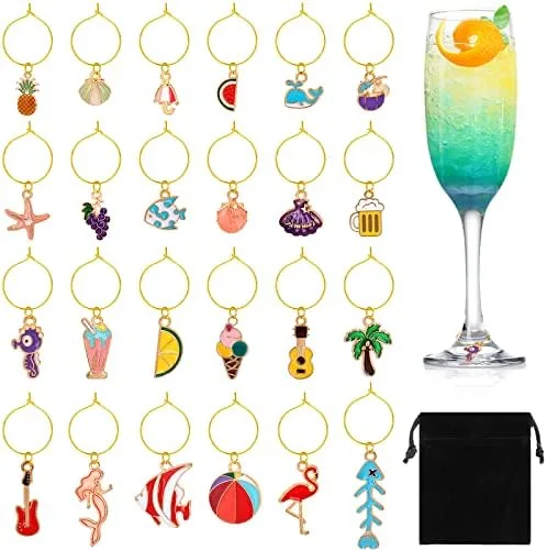 Wine Glass Charms and Markers Set