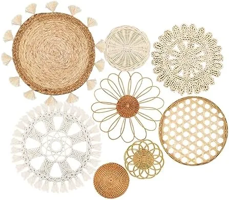Woven Rattan Wall Basket Set, 8-Piece