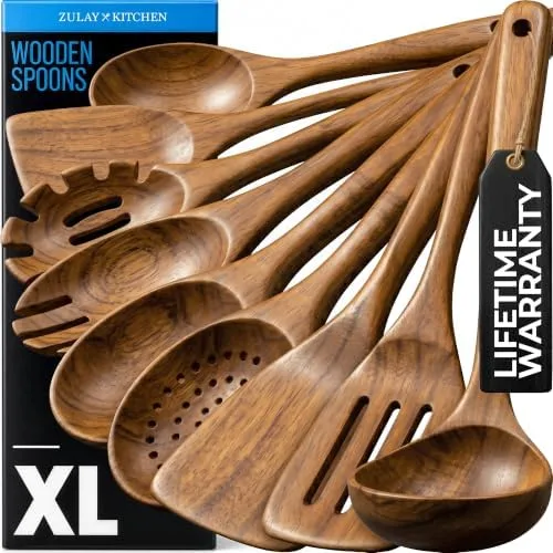 Zulay Kitchen Teak Wooden Spoons